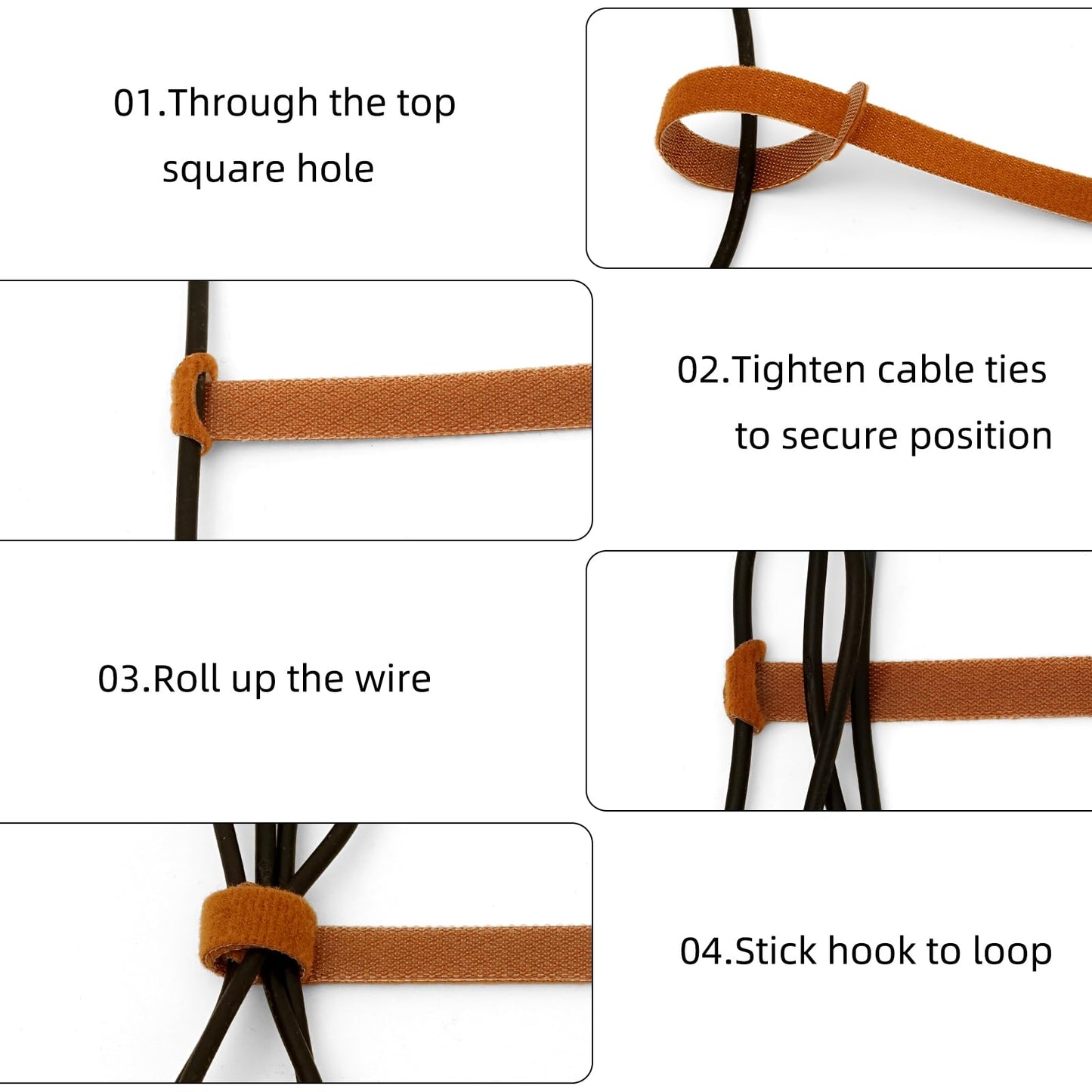 150PCS Cable Ties?4+6+8+10 Inch Reusable Cable Management, Multi-Purpose Adjustable Cord Organizer?Fastening Microfiber Cloth Hook and Loop Cable