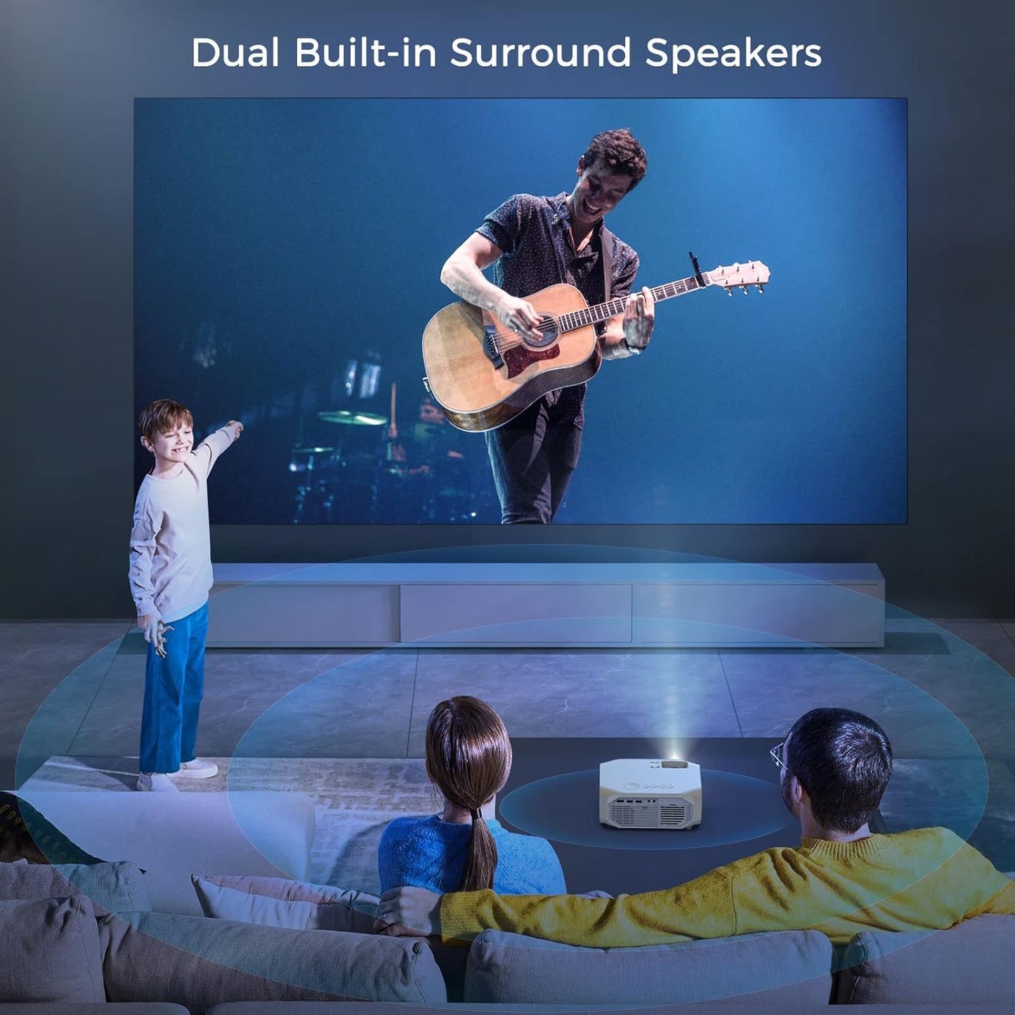 FUDONI Projector, 18000L Projector with 5G WiFi and Bluetooth Native 1080P 4K Support, Outdoor Movie Projector with Screen, Portable Home Theater