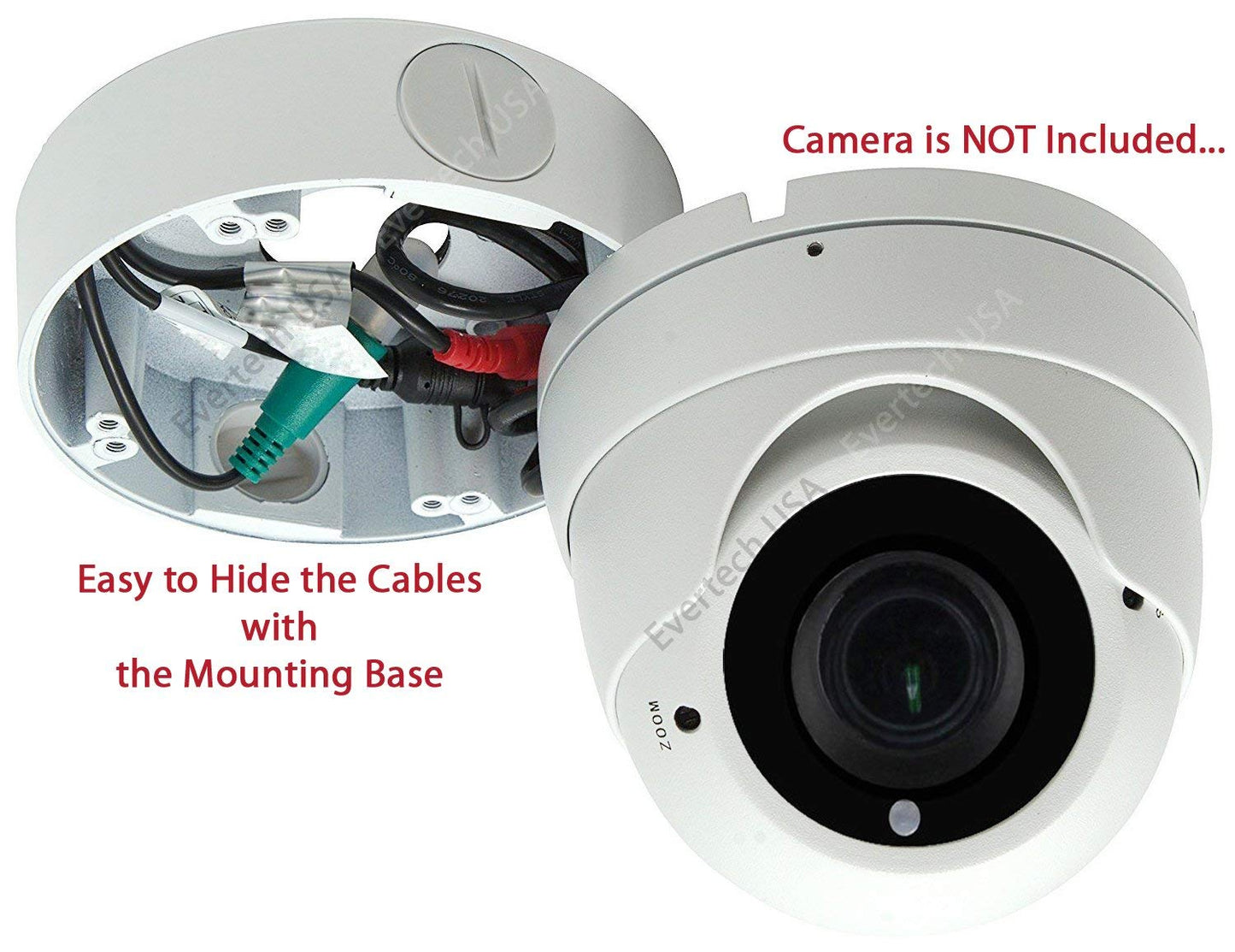 Evertech 4 Pcs. 4.75" White Camera Big Deep Base Junction Outlet Box for Varifocal Adjustable Lens Eyeball Turret Dome CCTV Security Cameras