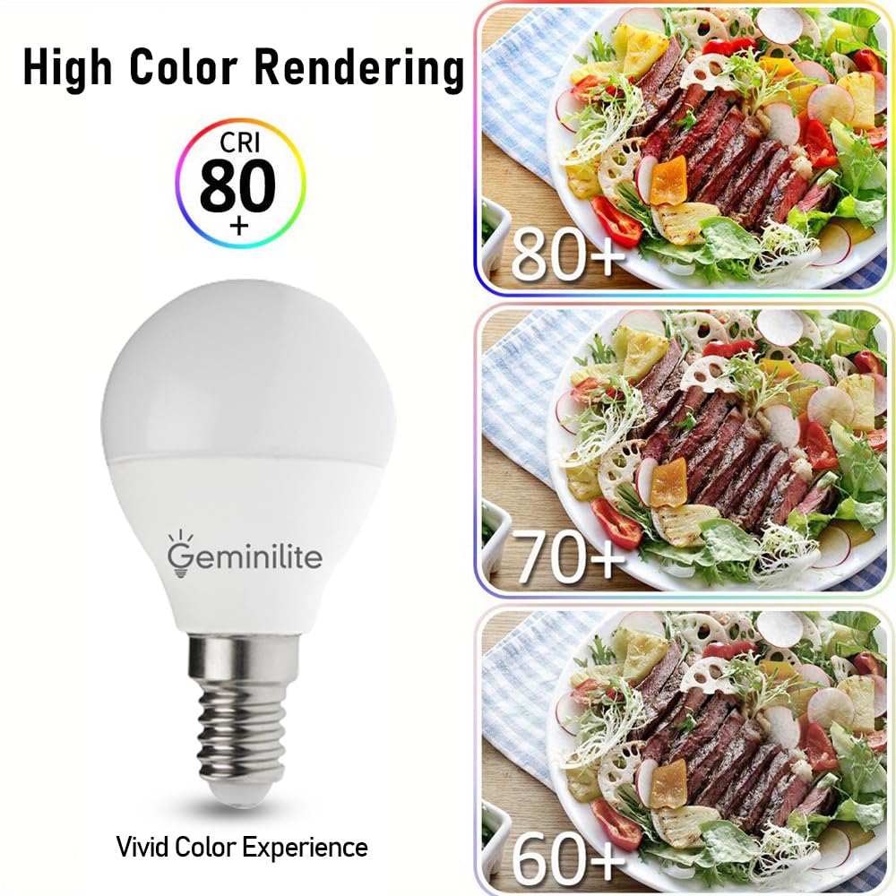 Geminilite E12 LED Bulb 80W Equivalent Ceiling Fan Bulbs 2700K 6 Pack