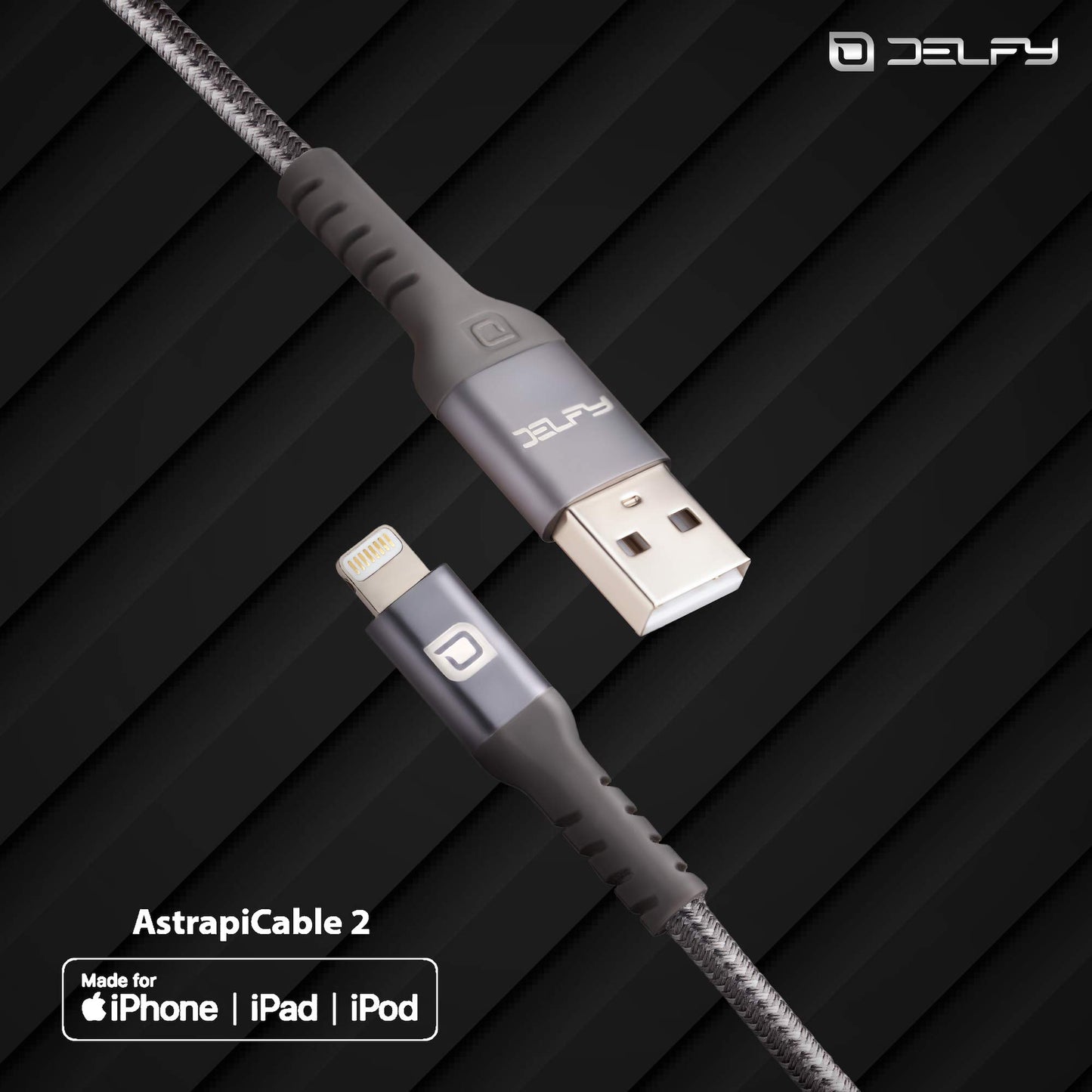 Delfy AstrapiCable 2 /iPhone Charger 4 FT/Apple MFI Certified USB-A to Lightning Cable/Unbreakable Real Aramid Fiber Core/ 20000 Bend Test/Fast…