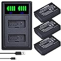 PowerTrust 3X LP-E12 Battery and LED Dual USB Charger for Canon EOS M,EOS Rebel SL1, EOS M2, EOS M10, M100, M200, M50, M50 Mark II, Rebel S1