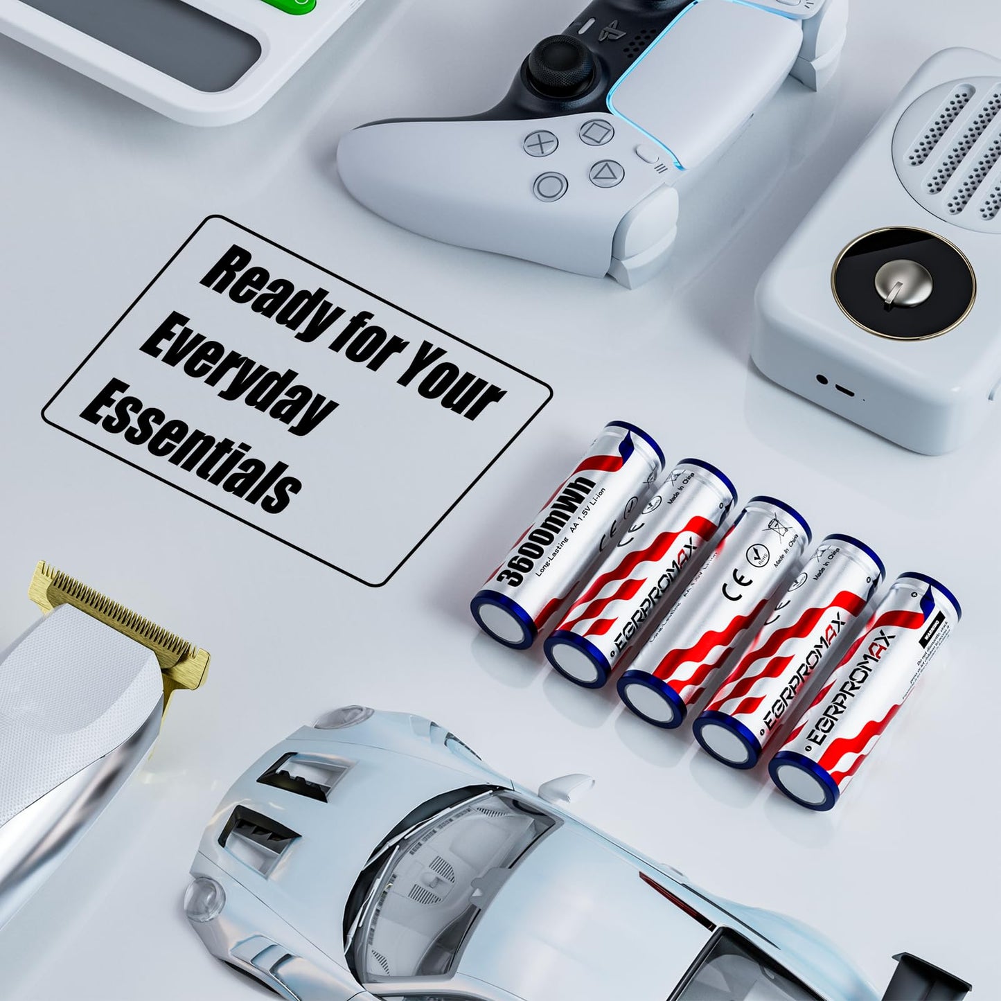 EGRPROMAX 1.5V Lithium AA Rechargeable Batteries 16 Pack - 3600mWh High-Capacity Double A Battery with Constant Voltage for High-Drain Devices Like