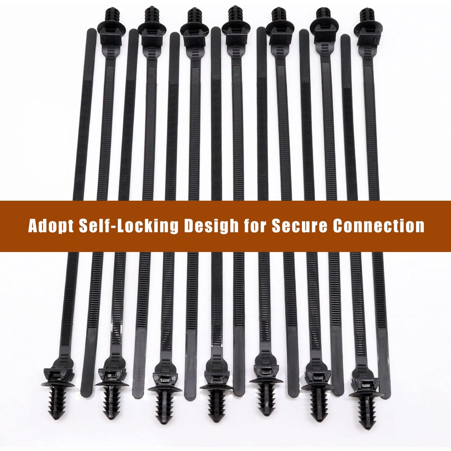 Nylon Push Mount Cable Zip Tie, 8.3" Heavy Duty Nylon Push Mount Self Locking Assortment for Indoor Wire Tying- Black 8.3x0.2inch 40 Pack