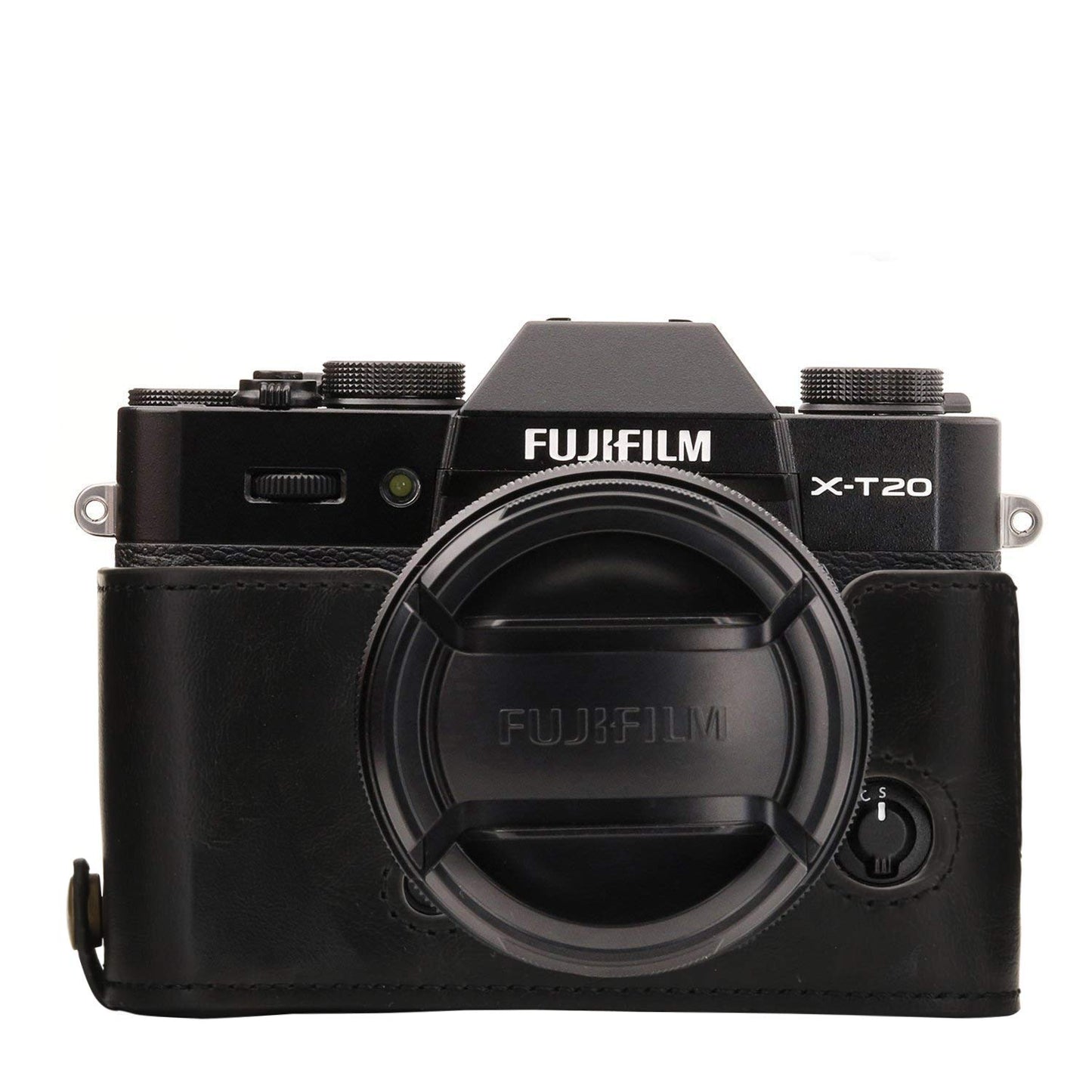MegaGear MG957 Ever Ready Leather Camera Half Case and Strap Compatible with Fujifilm X-T30 MII, X-T30, X-T20, X-T10 - Black