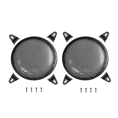 SYCZIOHU 2 Pcs 10 Inch Speaker Grill Steel Mesh Round Subwoofer Grill with 4 Pcs Clamps Waffle Protector Guard Speaker Cover Decorative Car Audio