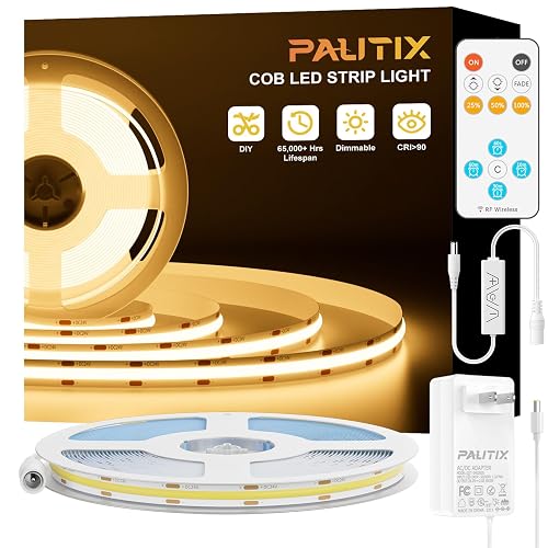 PAUTIX COB LED Strip Light,LED Lights 16.4ft,UL Listed Warm White 2700K Dotless Strip Lights,CRI93+ Super Bright Dimmable 24V Flexible Tape Light