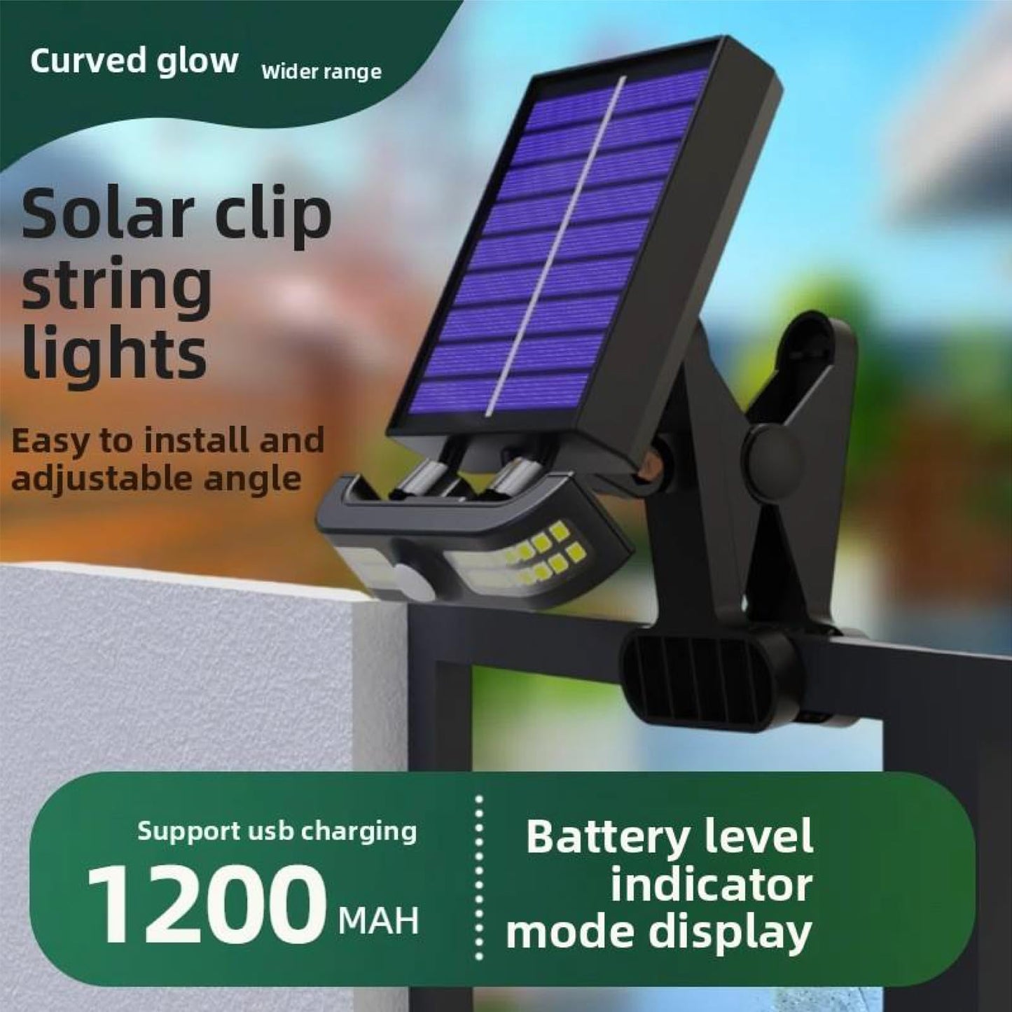 ZHIIDIAN Solar Power Wall-Mounted Motion Sensor Super Bright LED Light with Clip, USB Charging LED Camping Light with Three Modes