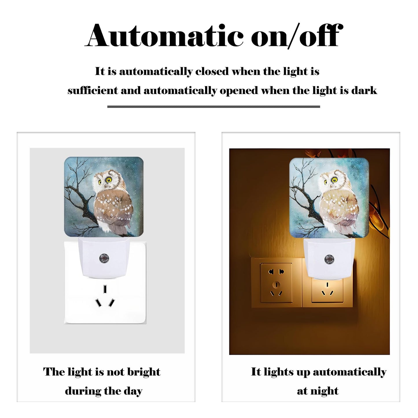 FSHVQKD Winter Snow Cute Night Light,Plug Into Wall with Dusk to Dawn Light Sensors, Warm Nightlights for Bedroom, Bathroom, Hallway, Kitchen, Gifts
