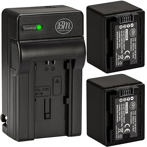 BM Premium 2 BP-727 Batteries and Charger for Canon Vixia HFR80, HFR82, HFR800, HFR70, HFR72, HFR700, HFM500, HFR30, HFR32, HFR300, HFR40, HFR42