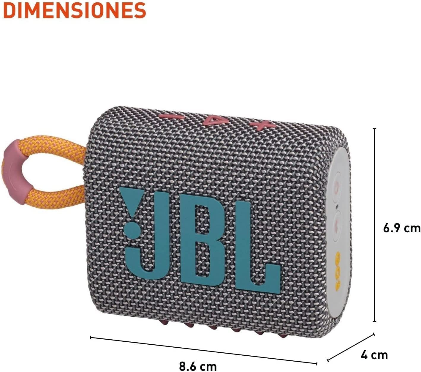 JBL Go 3 - Portable Bluetooth Speaker, Built-in Battery, Waterproof and Dustproof, Bonus Keychain LED Included - Gray