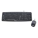 Verbatim Slimline Wired Keyboard and Mouse Combo USB Plug-and-Play Numeric Keypad Adjustable Tilt Legs Optical Corded Mouse Full-Size Computer