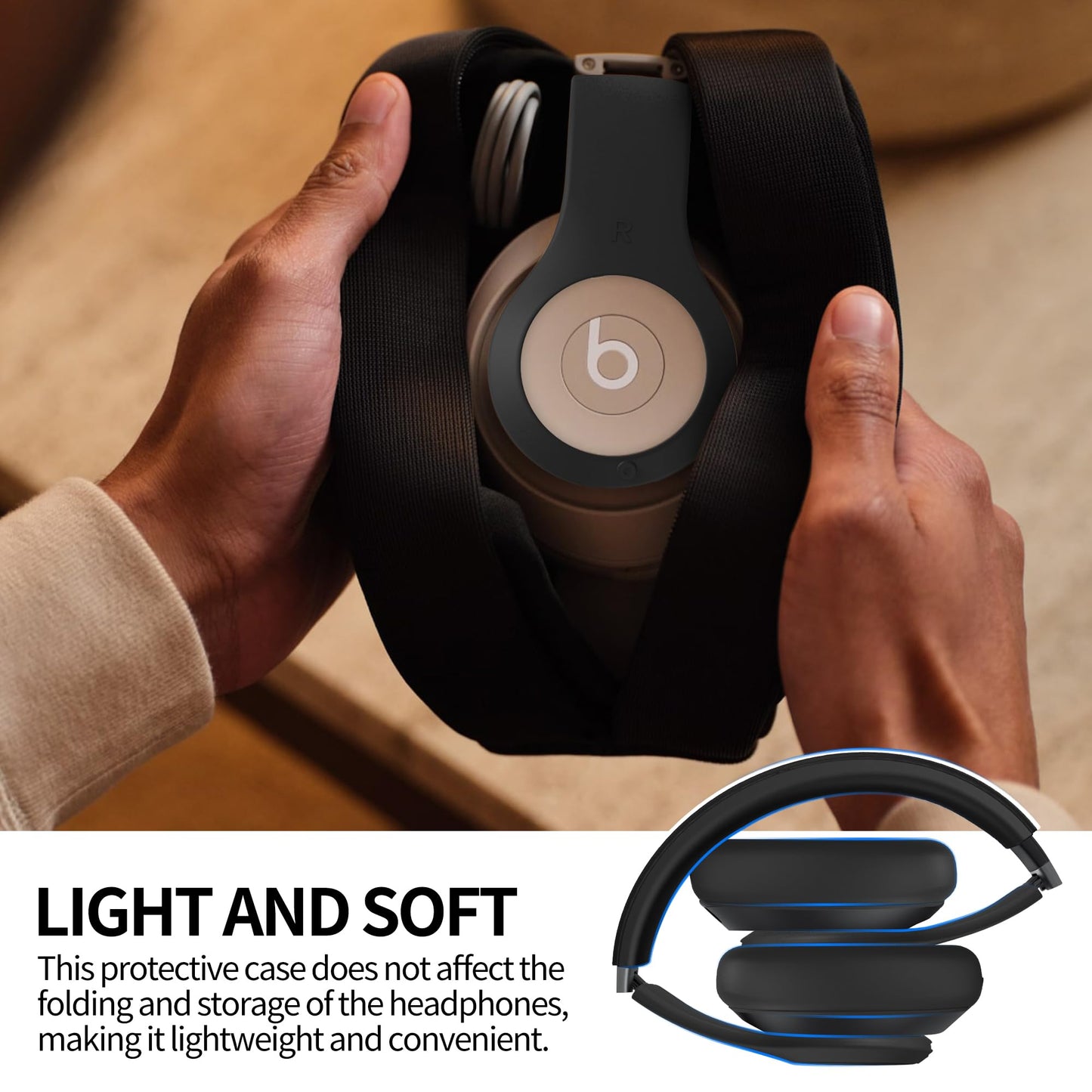 ?3 in 1? Silicone Case for Beats Studio Pro, Anti-Scratch Ear Pad Case/Shell Cover/Headband Covers for Beats Studio Pro, Soft Silicone Skin Protector