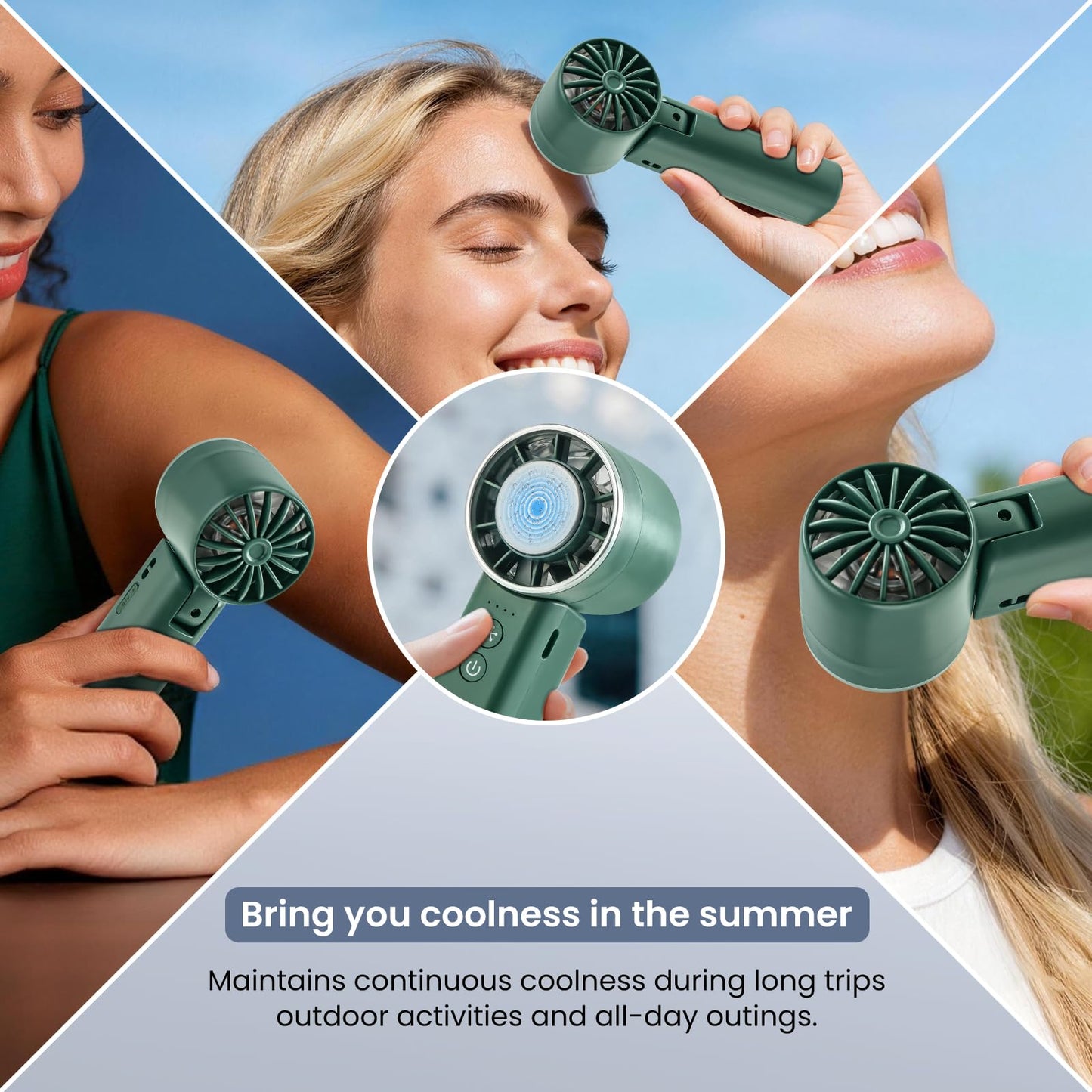 Sowmow Portable Handheld Fan with Cooling Plate, Foldable, Rechargeable