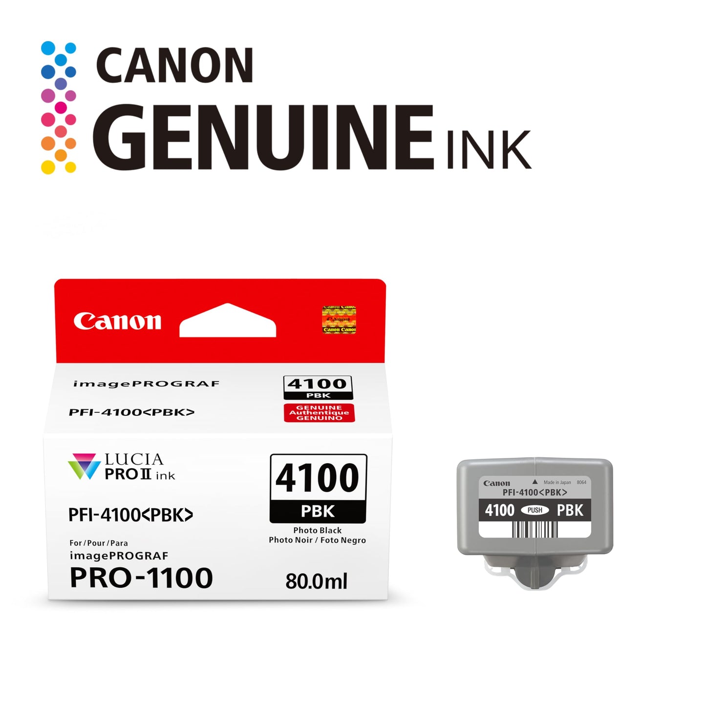 Canon PFI-4100 Genuine Photo Black Ink Tank, Compatible with imagePROGRAF PRO-1100 Printers