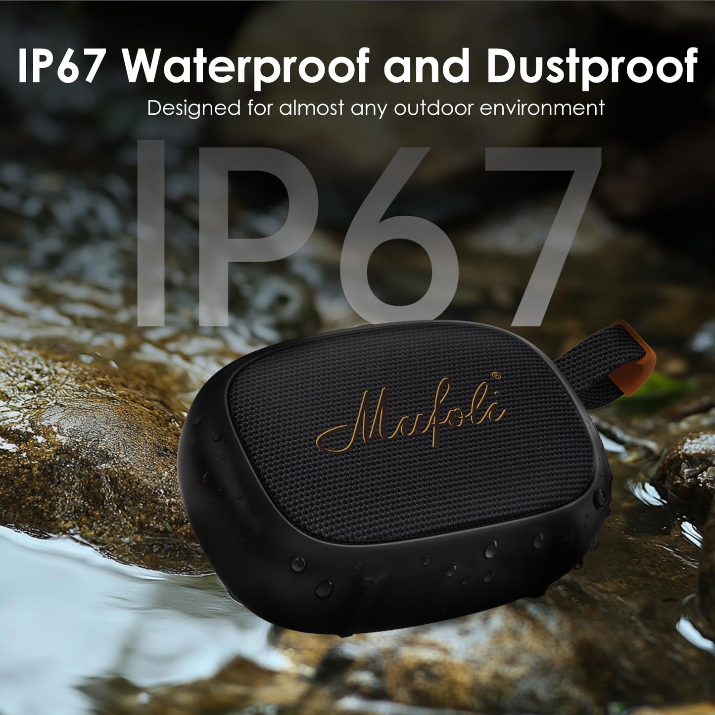 Mufoli Magnetic Bluetooth Speaker, Mini Portable Speaker with 15H Playtime, Shower Bluetooth Speaker IP67 Waterproof and Dustproof, Powerful Sound
