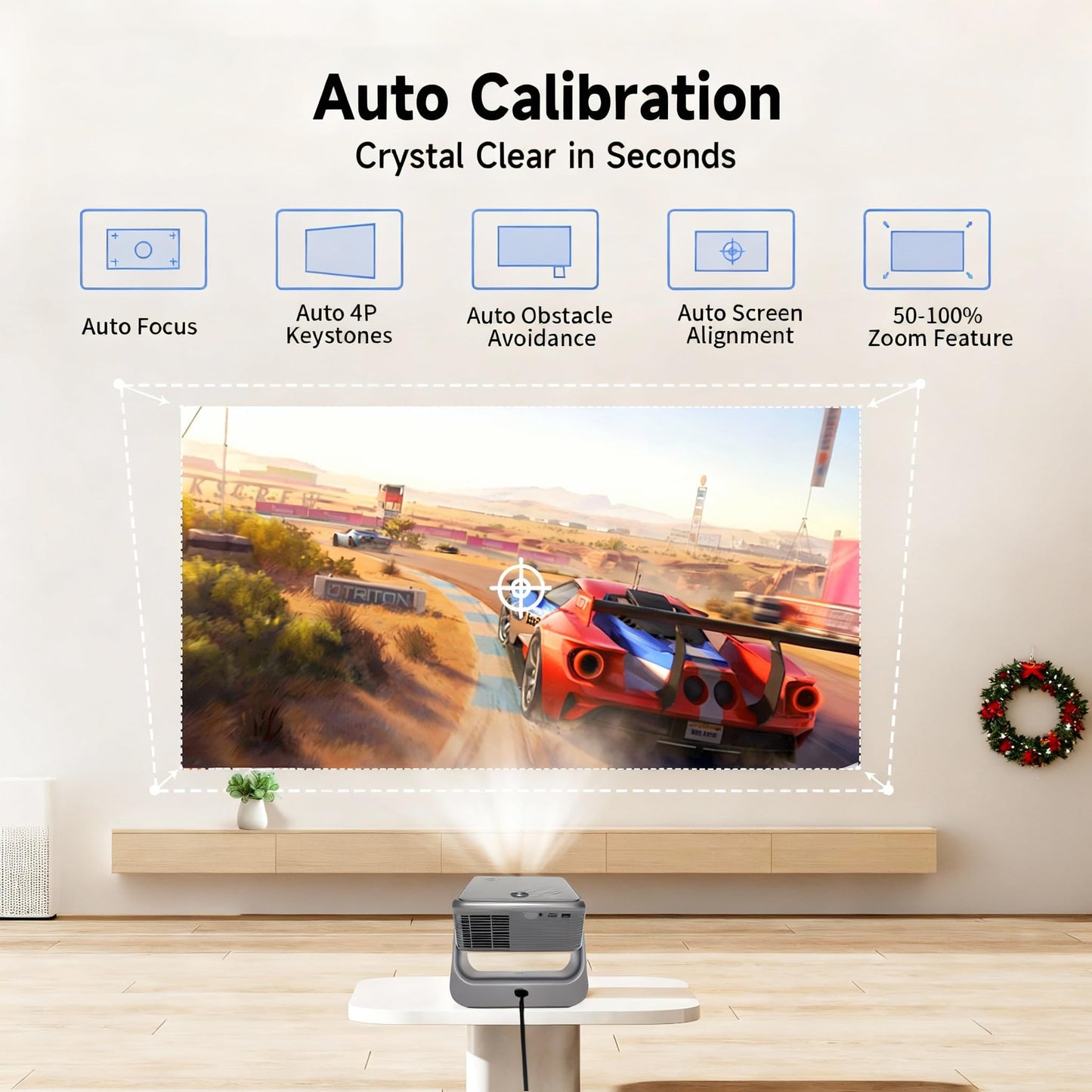 ?Official Google TV/1500 ANSI/4K Supported?Smart TV Projector with WiFi and Bluetooth, Native 1080P Portable Projector, Auto Focus & Keystone, Voice