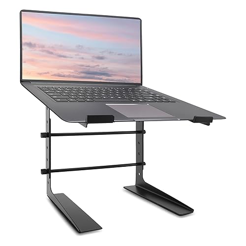 Pyle Portable Adjustable Laptop Stand - 6.3 to 10.9 Inch Anti-Slip Standing Table Monitor or Computer Desk Workstation Riser with Level Height
