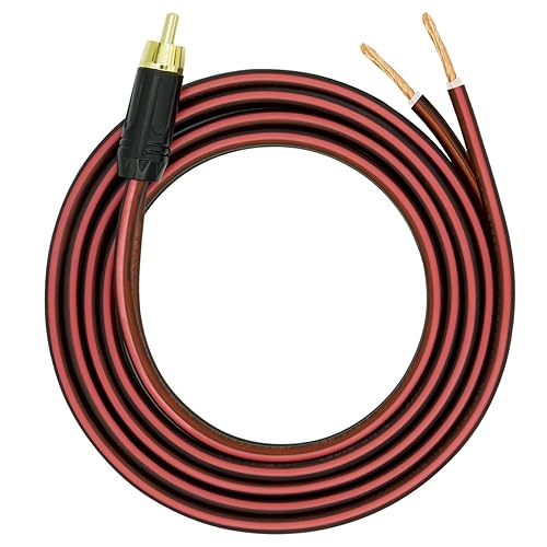 Yuchenfeng Gold-Plated RCA to Bare Wire Speaker Cable - 14AWG OFC Copper Audio Cable for Subwoofers, Amps & Home Theater, Dual PVC Shielded