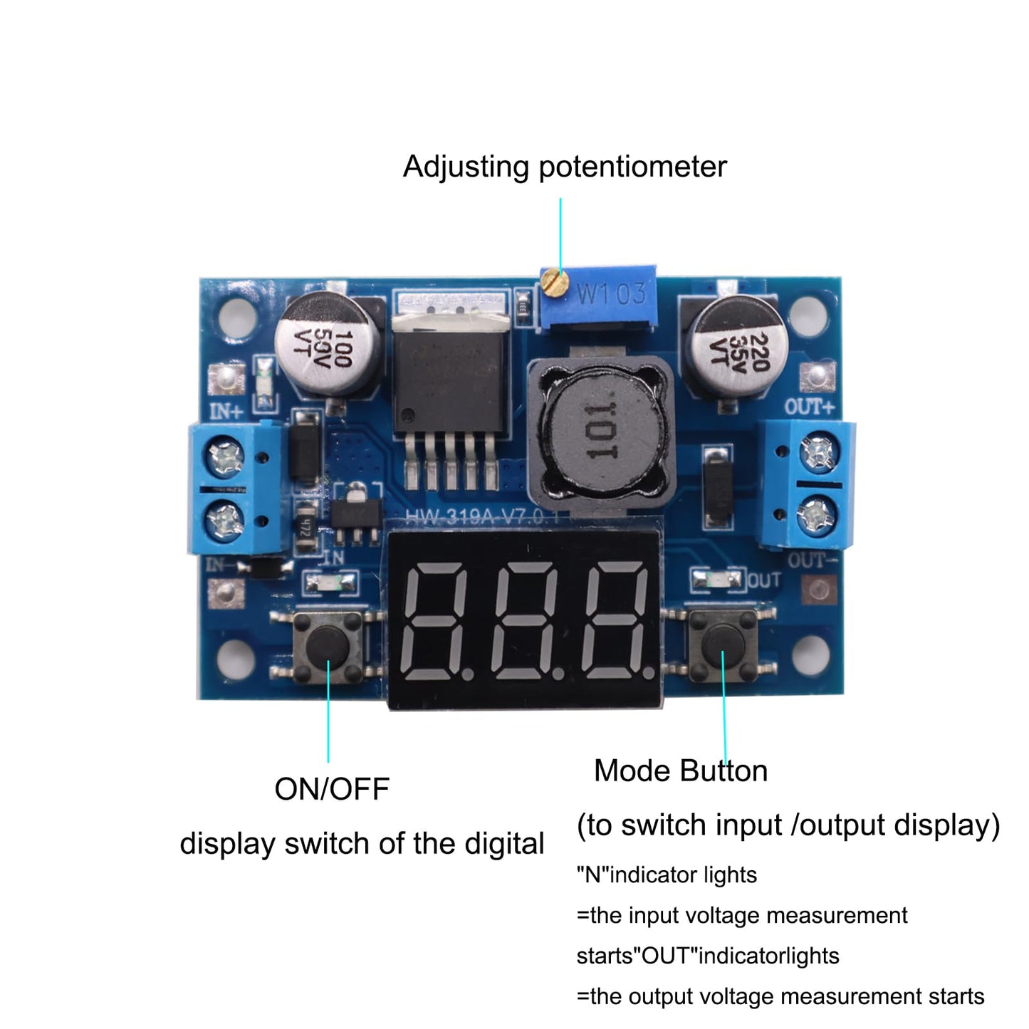 2PCS LM2596 Blue Board Double Button 2PACK LM2596 Step Down Buck Converter Adjustable Voltage Regulator DC 4-40V to 1.25-37V Buck Converter with LED…