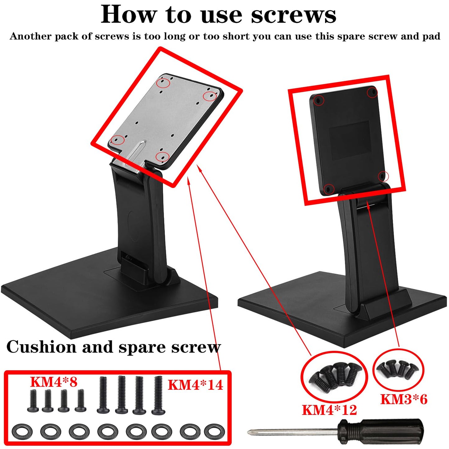 Monitor Stand, Adjustable Folding Metal LCD TV Desk Stand with VESA Hole14-27 Inch for Flat LED Monitor Screen/Industrial Control/Touch Monitors/Ktv