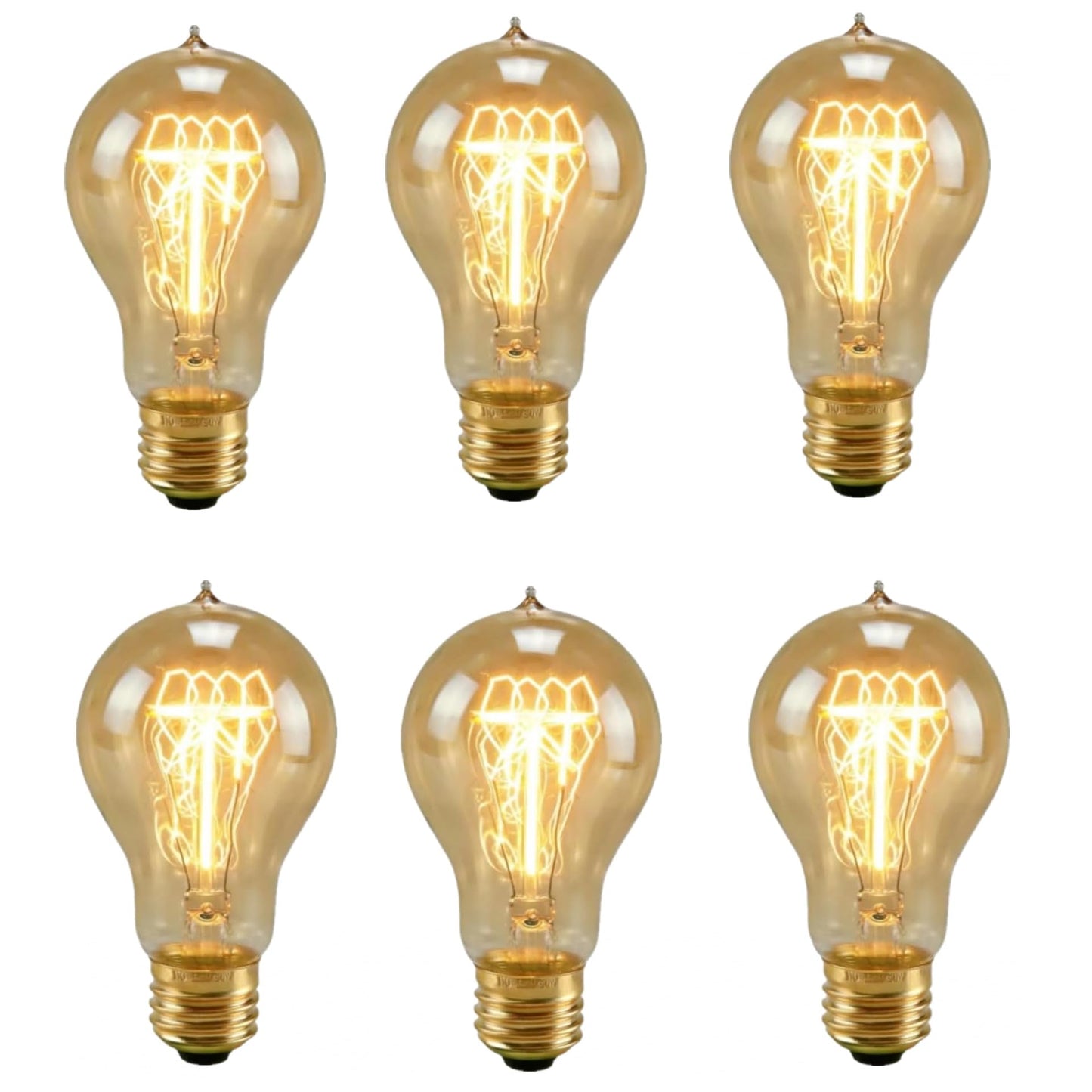 IWOPAN Incandescent Light Bulbs 60 Watt, Warm Edison Light Bulbs, Dimmable A19 Antique Vintage Old Fashioned E26 60+ Incandescent Light Bulbs (6Pack)