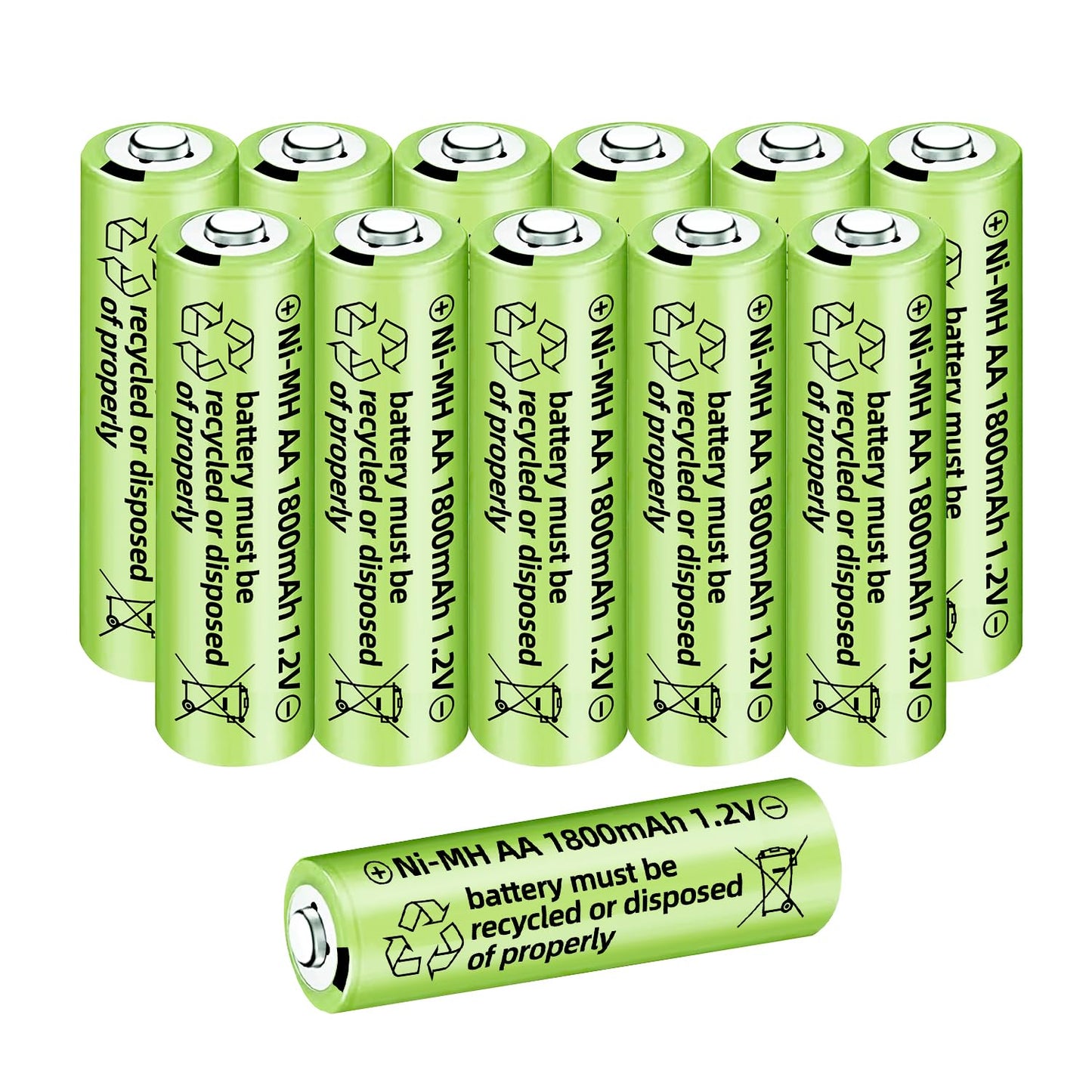 sea jump 12PCS 1.2V 1800mAh Ni-MH AA Battery Suitable for Wireless Microphones, Electric Toys, RC Mice, Calculators, Razors, Keyboards, Household…