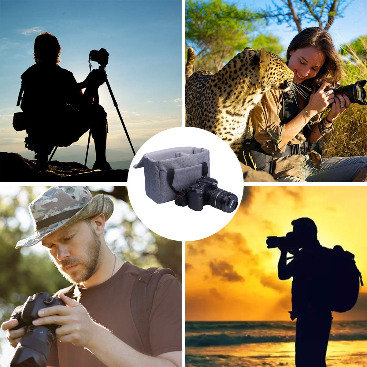 BOMKEE Camera Inserts Protective Bag Padded Insert Camer Cube Water Resistant DSLR SLR Case Foldable Liner for Sony,Canon,Nikon,Olympus Camera Lens
