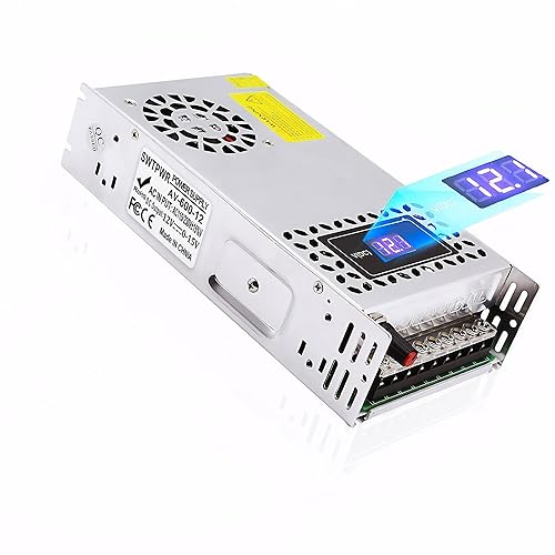 SWTPWR Variable Power Supply DC 0-12V 600W with LED Display 12V Power Supply Adjustable AC to DC Converter 110V to 12V Designed for LED Light Car…