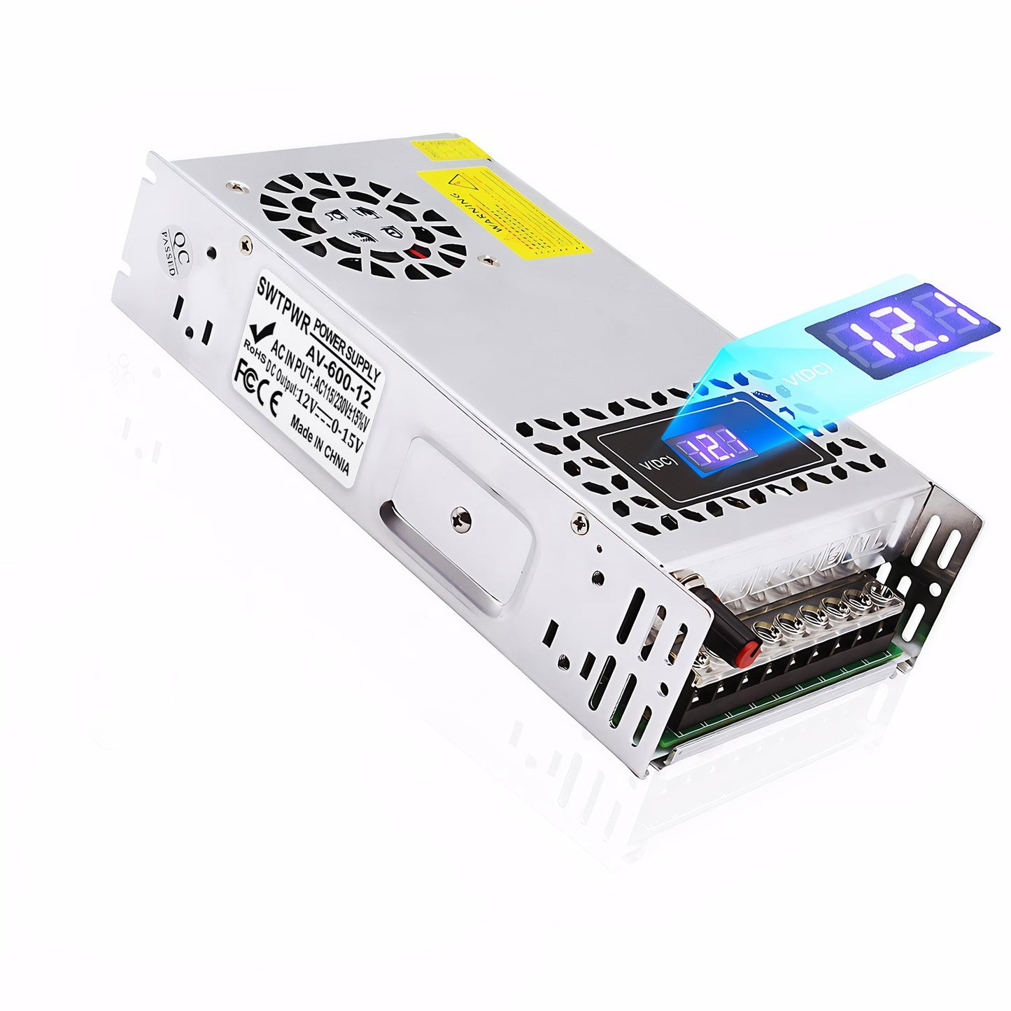 SWTPWR Variable Power Supply DC 0-12V 600W with LED Display 12V Power Supply Adjustable AC to DC Converter 110V to 12V Designed for LED Light Car…