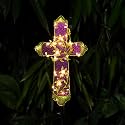 Quterhero Solar Cross Stake for Cemetery Grave, Memorial Grave Decoration with Flowers and LED Light, Outdoor Solar Cross for Lawn Garden Pathway