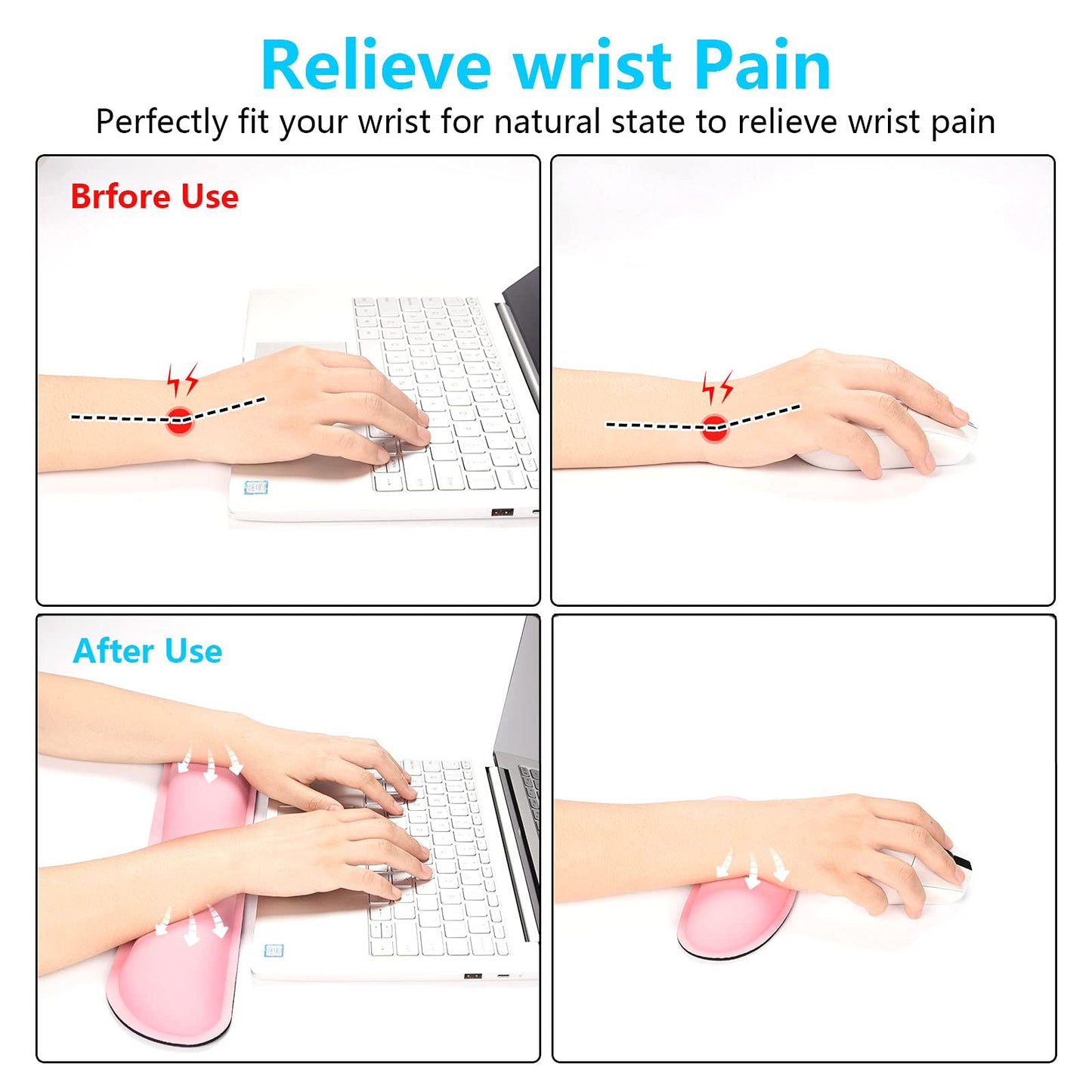 Dapesuom Keyboard Wrist Rest Set, Cute PU Leather Wrist Cushion for Computer Keyboard and Mousepad, Memory Foam Mouse Pad Rests Support with Non-Slip