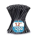 Zip Ties 12 inch (1200 Pack), Black, 50lbs Tensile Strength, UV Resistant Cable Ties for indoor and outdoor by Karoka