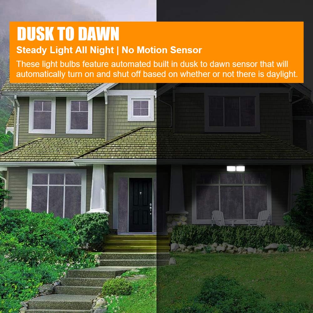 FAGUANGAO Dusk to Dawn LED Security Light,18W Plug in Flood Light Outdoor,5000k Daylight,1600lm, IP55 Waterproof,Adjustable 2 Heads Wall Light