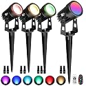 EAGLOD 5W Led RGBW Outdoor Landscape Lights,Color Changing Landscape Lighting for Halloween,Christimas Lighting,12V~24V AC/DC 16 Color Spotlight