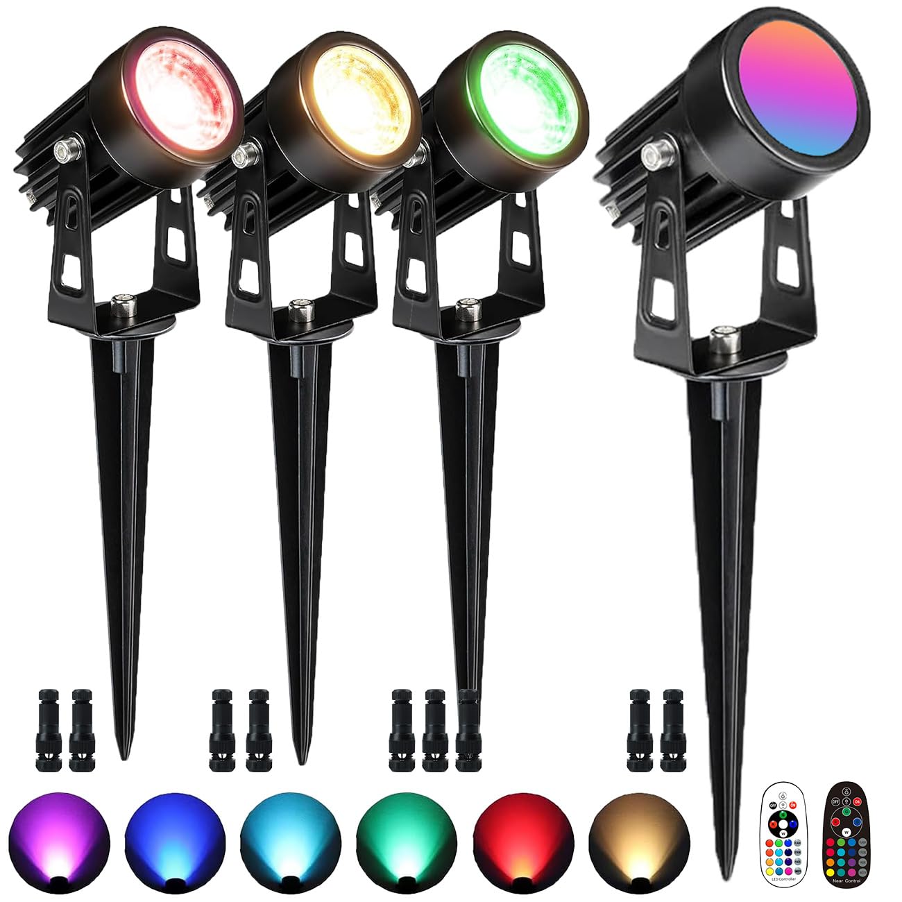 EAGLOD 5W Led RGBW Outdoor Landscape Lights,Color Changing Landscape Lighting for Halloween,Christimas Lighting,12V~24V AC/DC 16 Color Spotlight