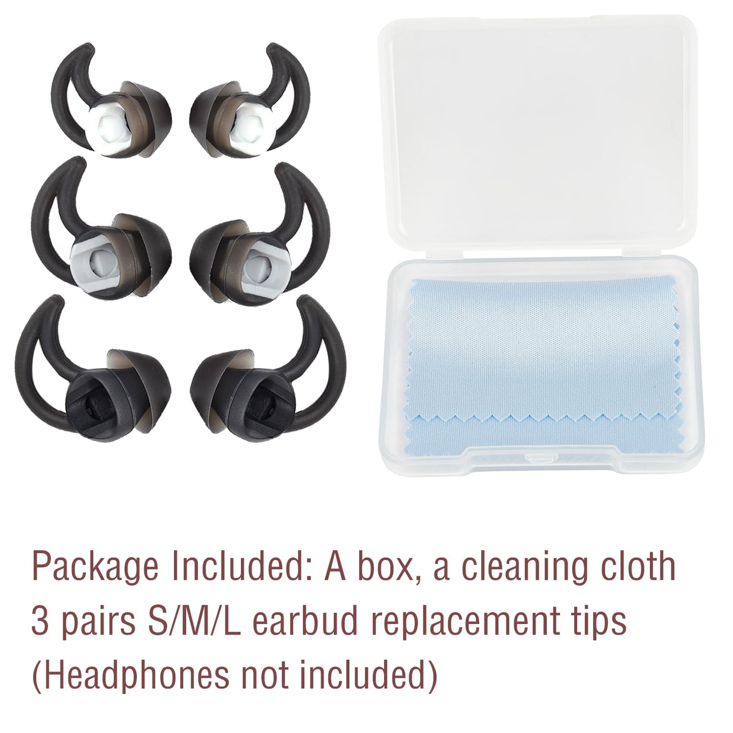 WKYMY Silicone Replacement Earbud Tips Earbud Covers Compatible with Bose QC20 QC20i SoundSport SIE2i IE2 IE3 Headphone Ear Tips Rubber Tips 3 Pairs S