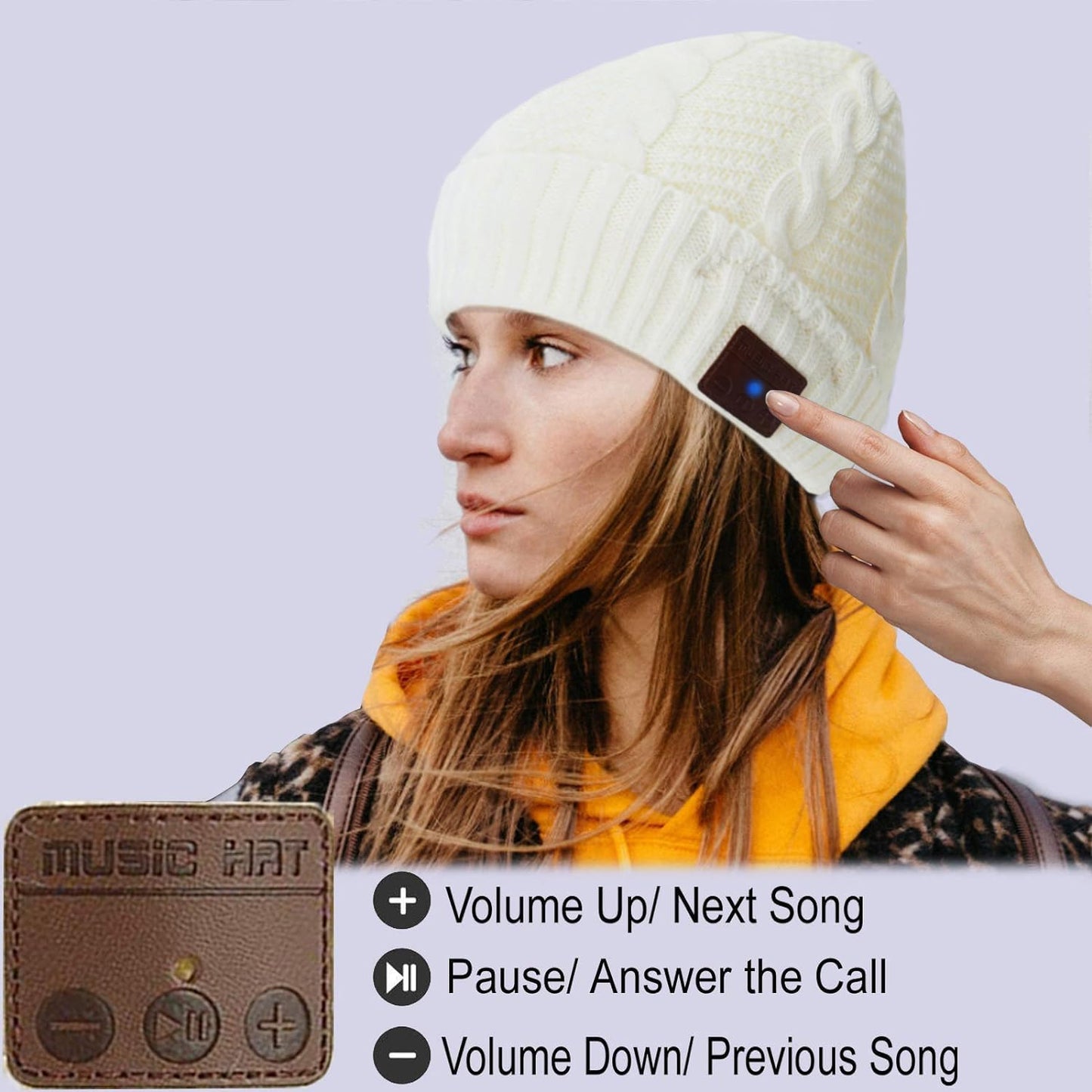 FashionLive Wireless Music Hat Men Women Beanie Girls Hat Over Ear Headset Sports Stereo Headphone with Microphone Speaker Womens Beanie Cap