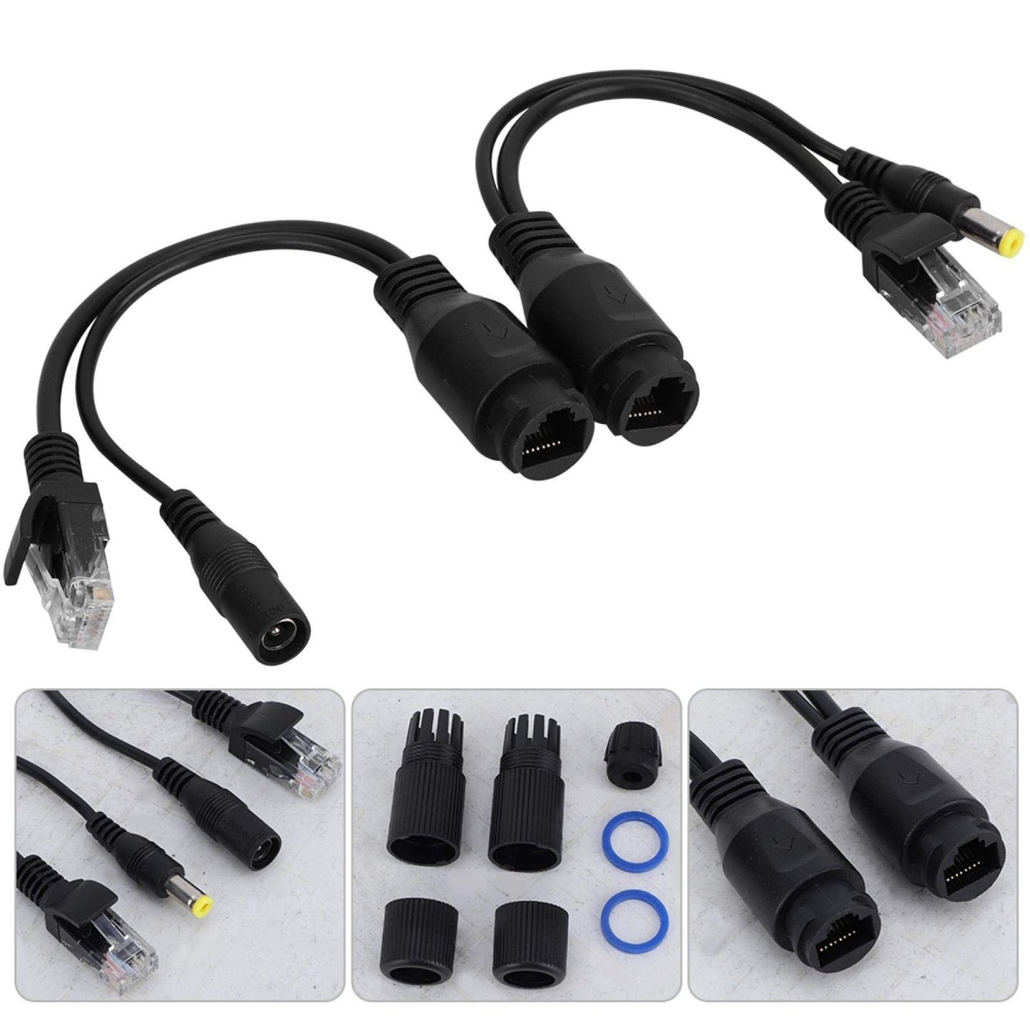 POE Adapter, 12V Passive Ethernet Power Supply Portable Ultra-Long Cable Distributor(Black)
