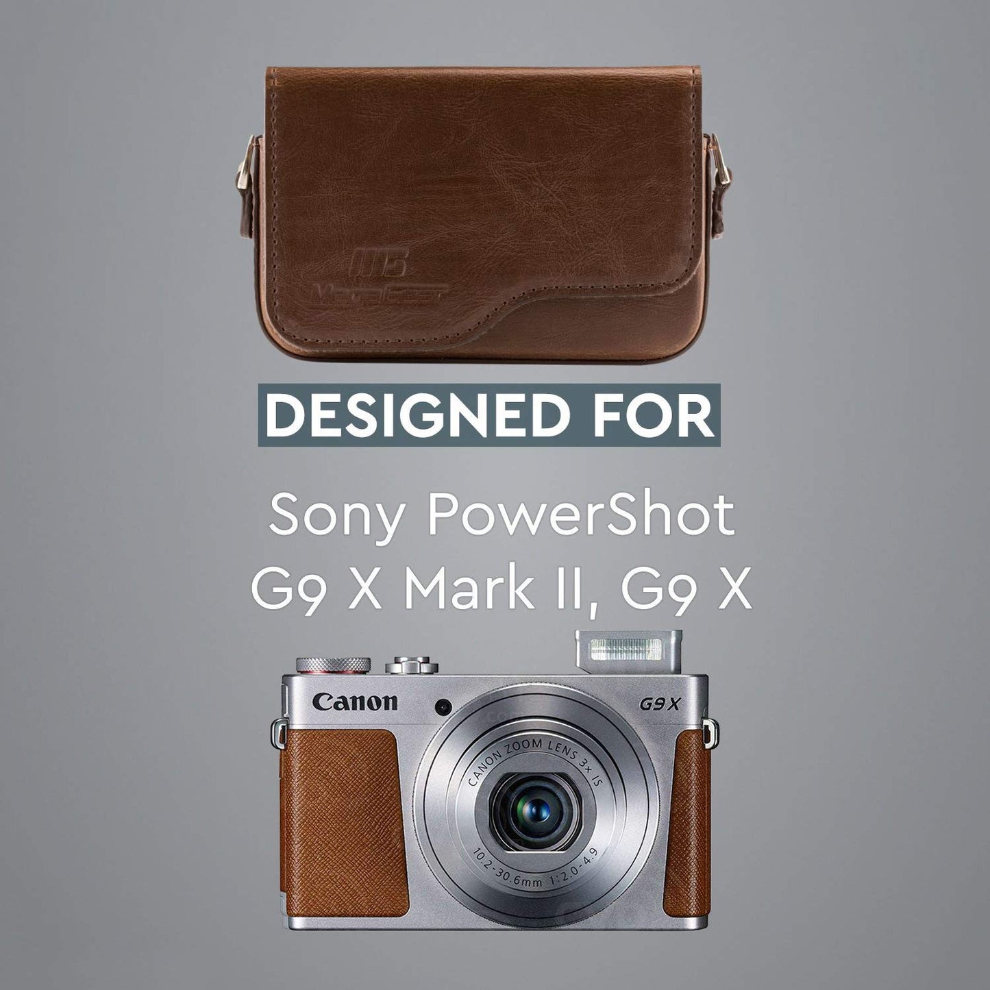 Megagear MG1222 Canon PowerShot G9 X Mark II, G9 X Leather Camera Case with Strap, Dark Brown