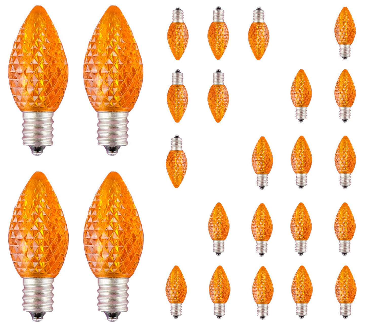 GFQHF C7 LED Replacement Christmas Light Bulb, C7 Faceted LED Bulbs for Christmas String Lights, E12 Candelabra Base, Commercial Grade Holiday Bulbs