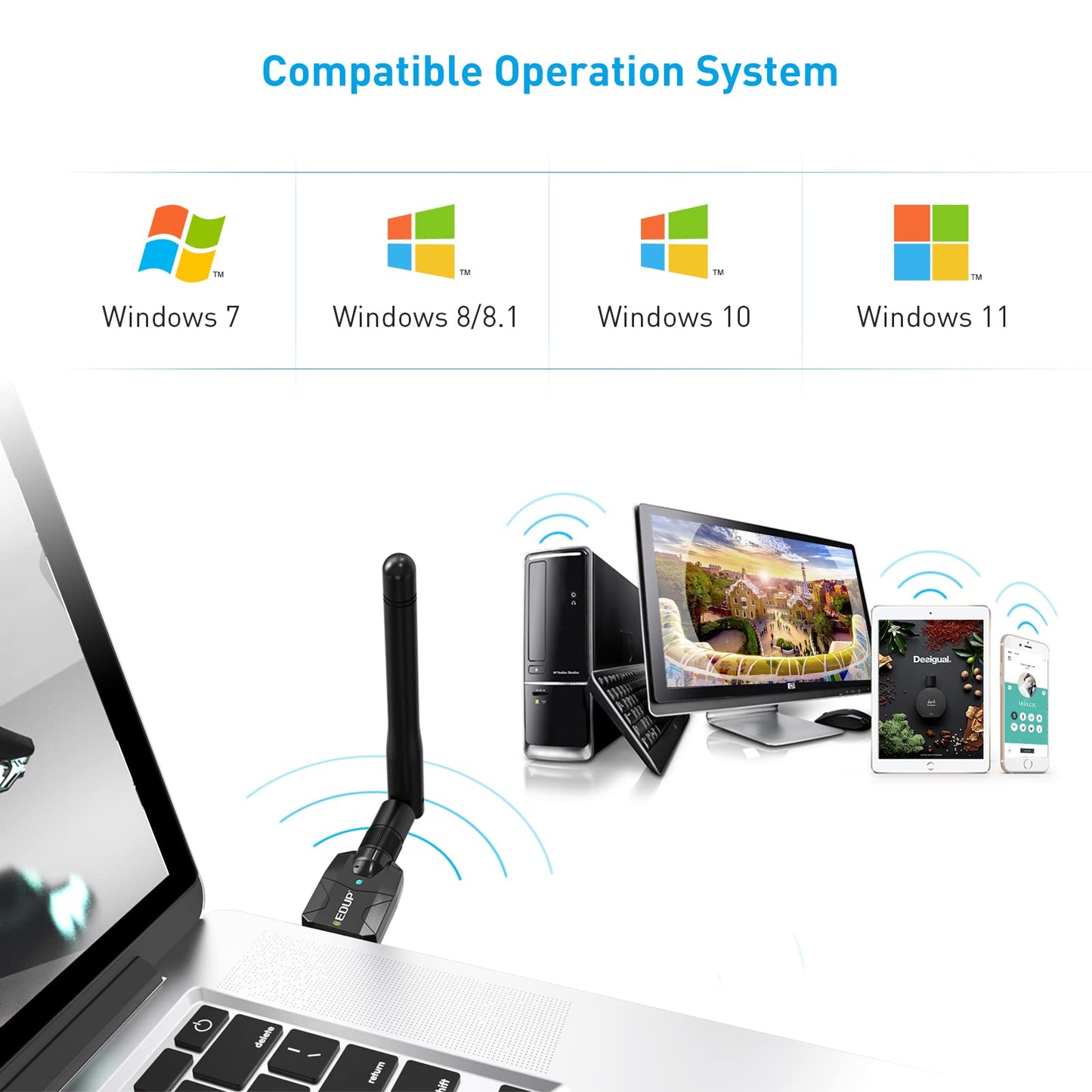 EDUP Long Range USB Bluetooth 5.1 Adapter for PC USB Bluetooth Adapter Wireless Audio Dongle 328FT / 100M 5.1 Blue Tooth Transmitter Receiver