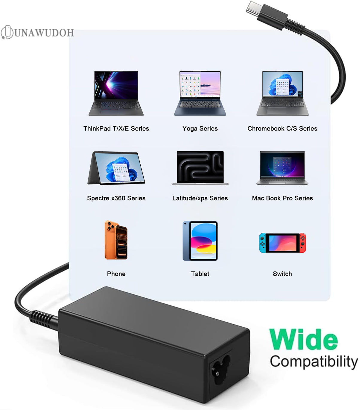 65W USB C Laptop Charger Compatible with Lenovo ThinkPad T480 T490 T580 X1 Carbon T14 T14s T16 E14 E16 Yoga C940 C930 720 910 920 7i Chromebook C330