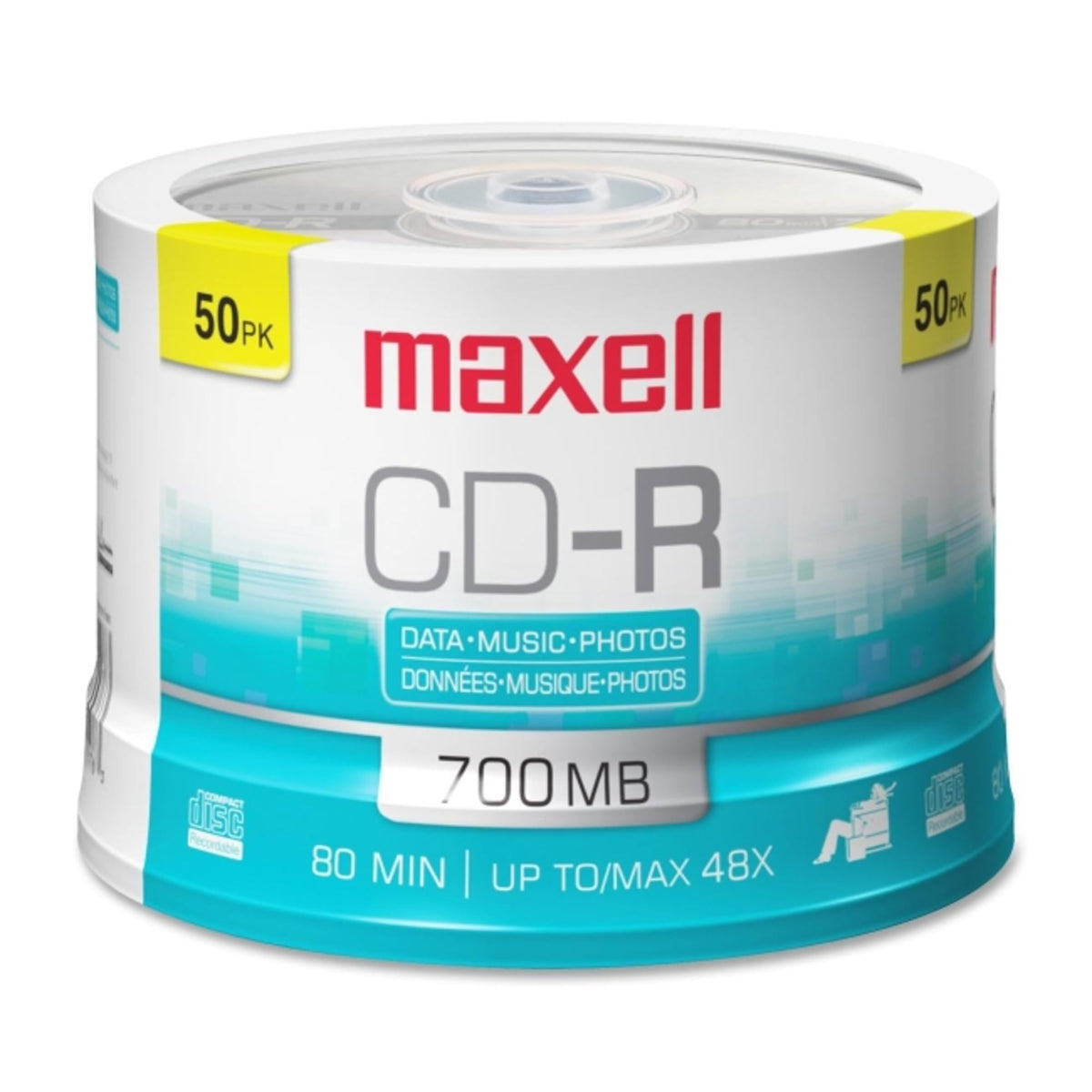CD-R Discs, 700 MB/80 min, 48x, Spindle, Silver, 50/Pack