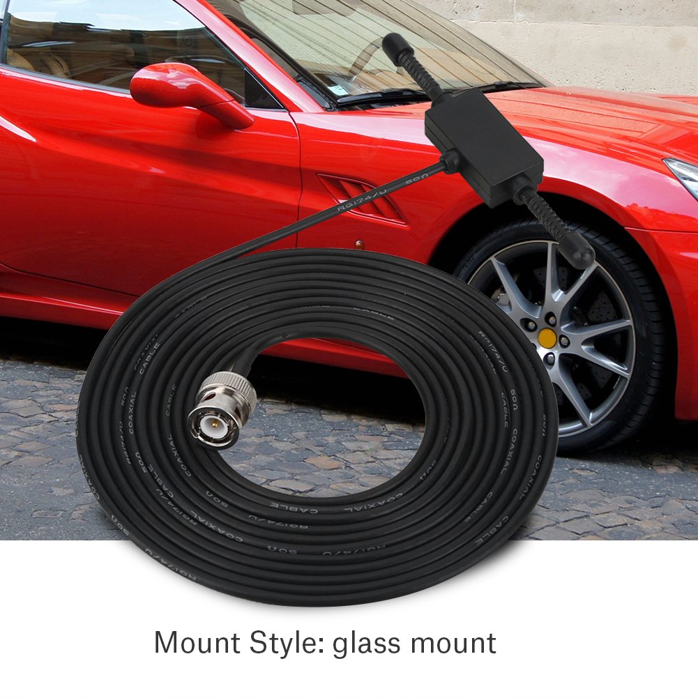 Car Truck Scanner Antenna, High Performance Adhesive Mount Full Band Radio Antenna with BNC Connector for Vehicle Mobile Reception Black ABS Cable