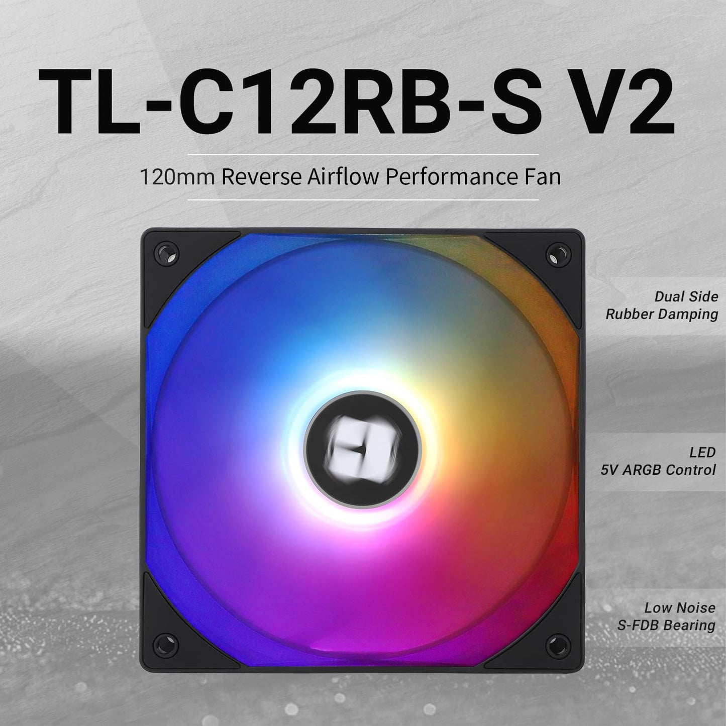 Thermalrlght TL-C12RB-S V2 CPU Fan Case Cooler PWM Fan, 4pin PWM Connector Computer Fan with ARGB Aperture, 1500RPM Speed PC Cooling Reverse