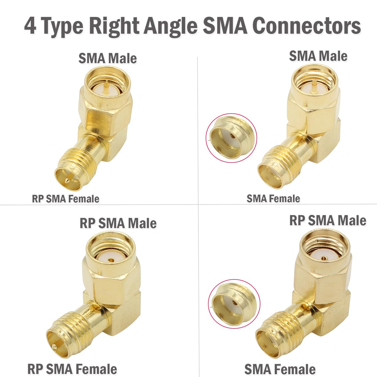 exgoofit SMA Adapter Kit, 18pcs, Gold Plated, Compatible with FPV Antennas, Ham Radio, WiFi Router, etc.