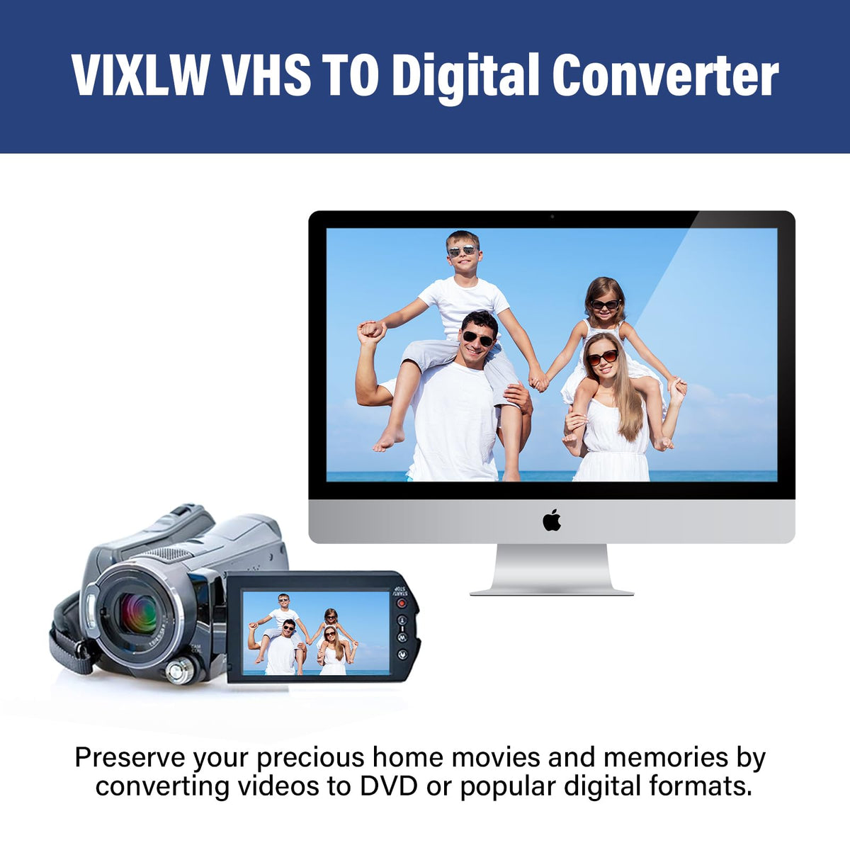 Video Capture, USB Video Capture Device, Convert VHS to Digital, VHS/VCR/Hi8/Mini DV to Digital/DVD Converter, for Tape Player Camcorder Camera PC TV OBS, for Mac OS, Android, Windows