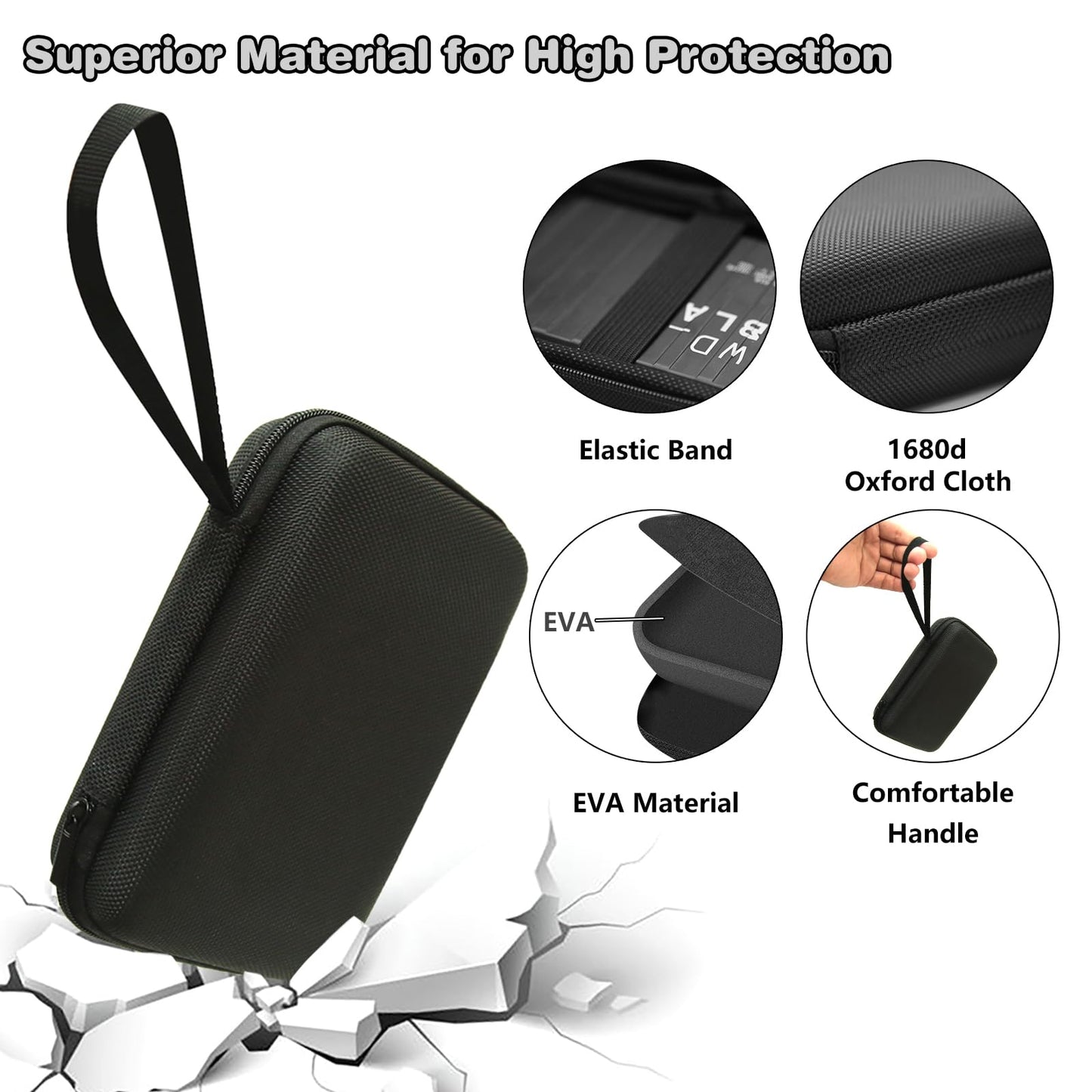 2.5-inch HDD EVA Carrying Case for Portable External Hard Drive Toshiba Canvio Basics Seagate Expansion WD Elements