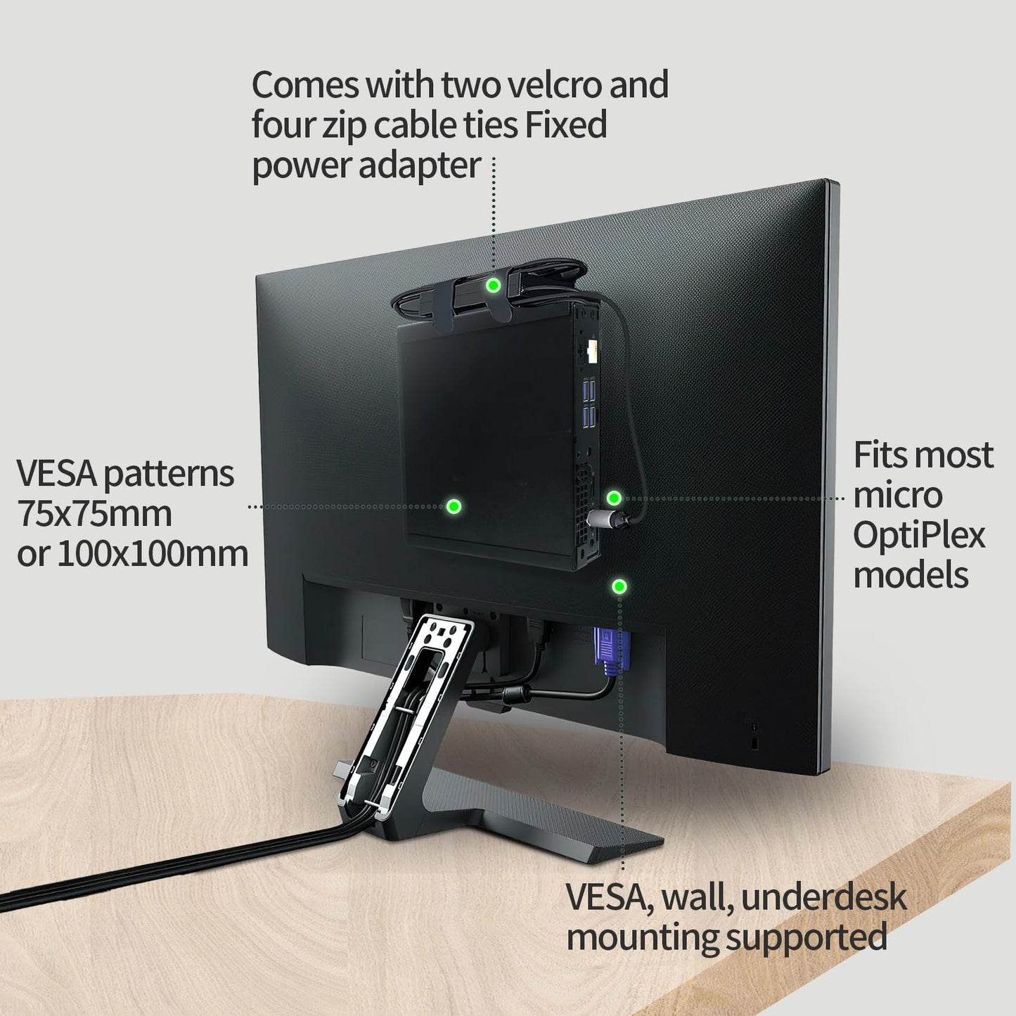 2 Pack Mini PC Mount Compatible with Lenovo ThinkCentre Tiny, Wall VESA and Under Desk Mount for Lenovo ThinkCentre Tiny Desktops M600 M700 M710Q